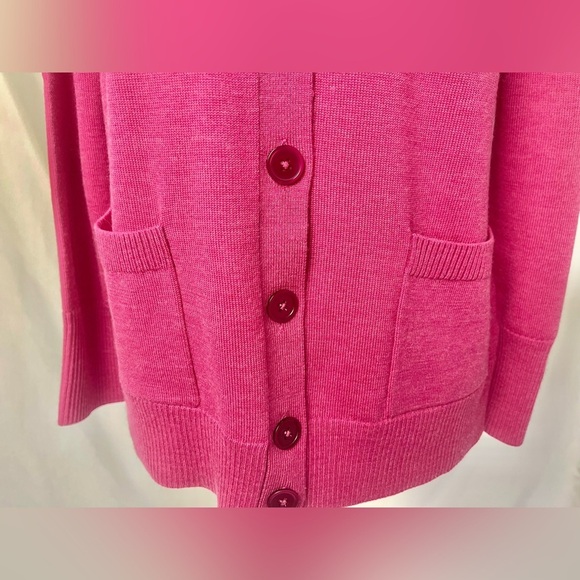 Talbots Pink Pure Merino Wool Button Up Folded Collar Cardigan Sweater - Picture 5 of 11